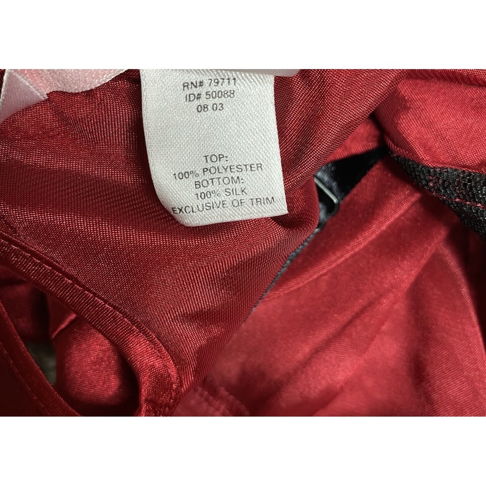 Victoria's Secret Silk Babydoll Lingerie Dress Size M Red Black Velvet Lace - Picture 7 of 10